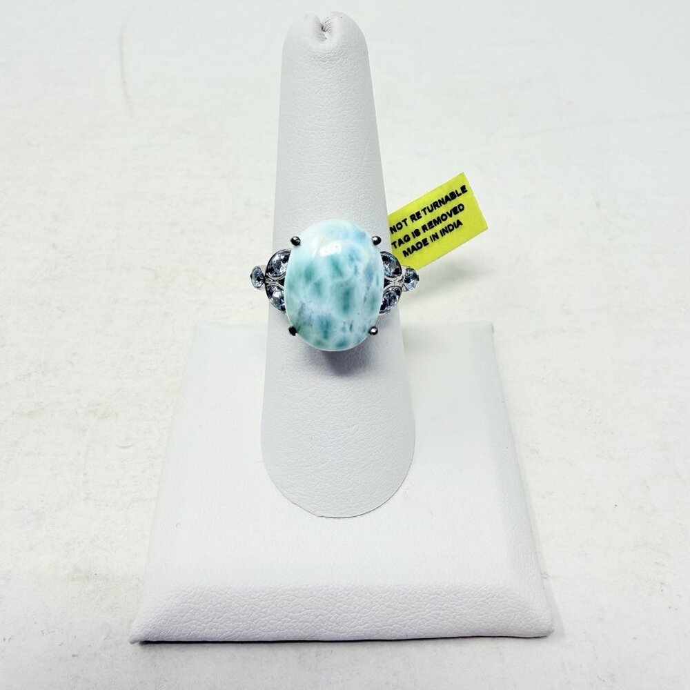 Shop LC Sea Mist Larimar/Sky Blue Topaz Size 7 Ring in Sterling Silver 5432‎